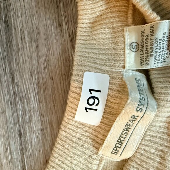 Sportswear Systems Cream Wool Angora Blend Textured Sweater | Size S | Warm Wint - Picture 4 of 4